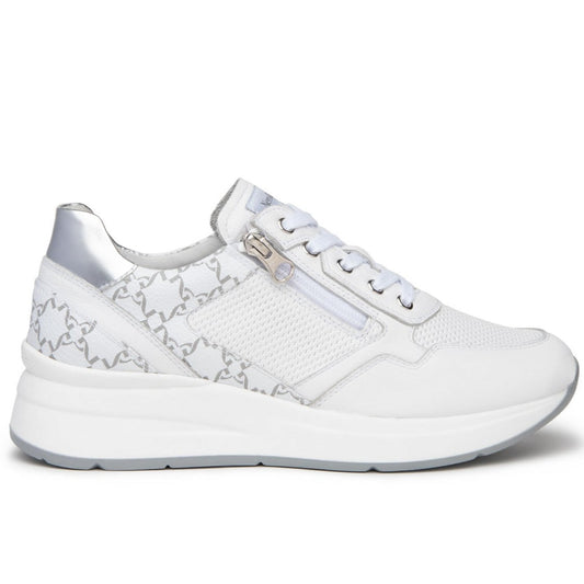 Sneakers NeroGiardini woman white leather and fabric with zip
