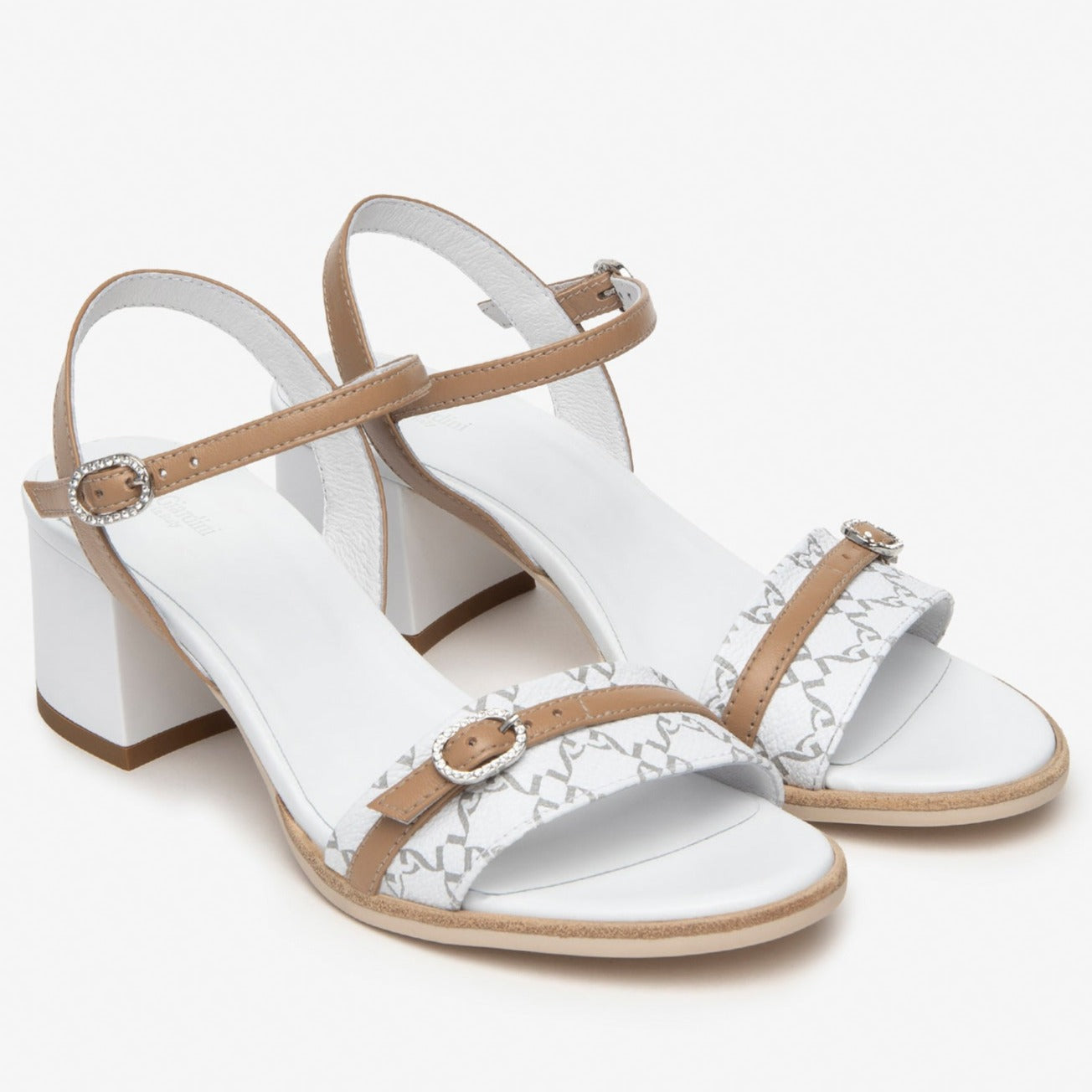 Sandals NeroGiardini women white leather nappa inserts heel