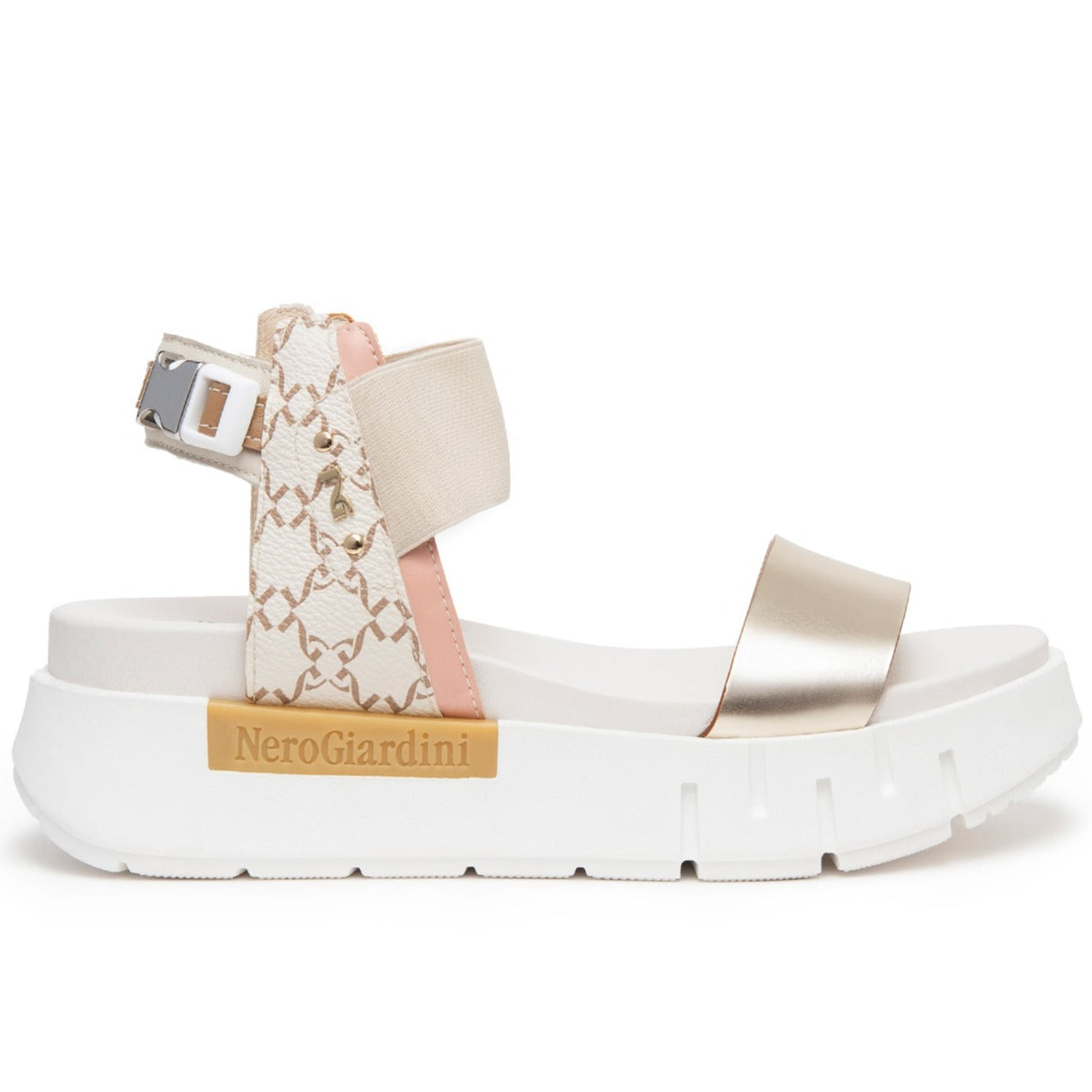 Sandals NeroGiardini women beige and light rose leather