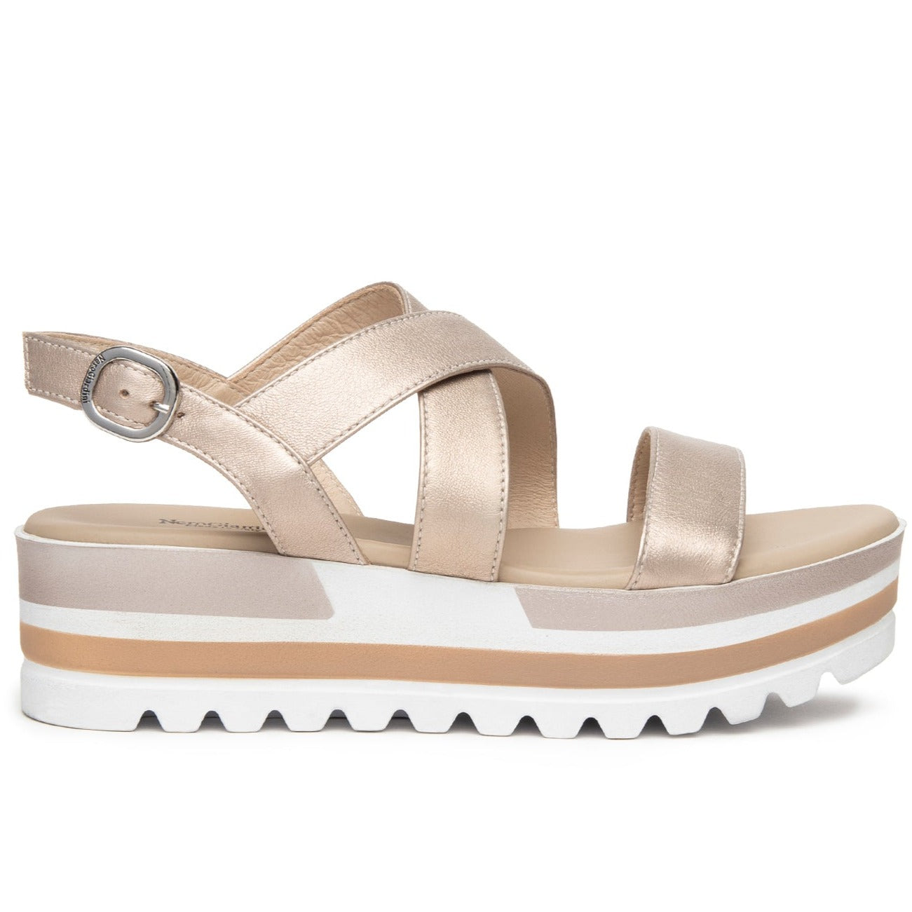 Sandals NeroGiardini women gold leather wedge