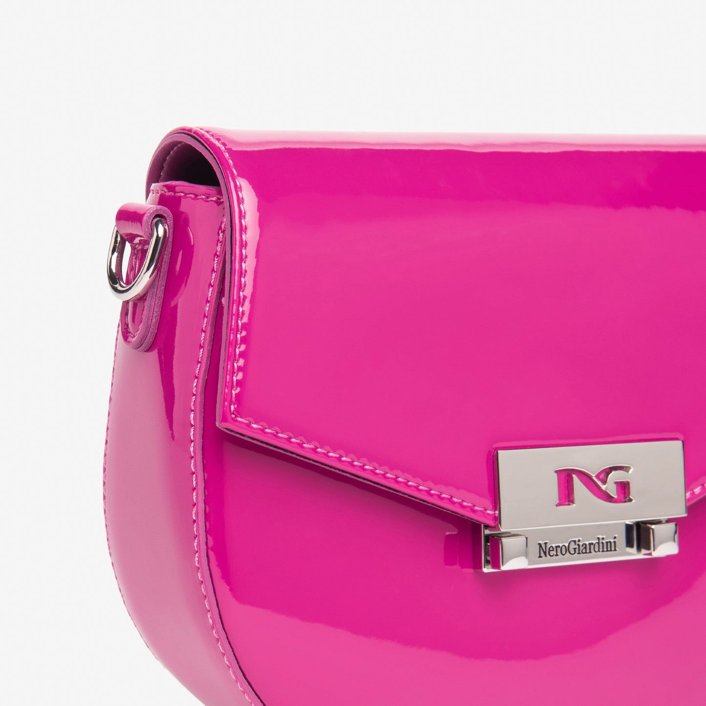 Mini bag NeroGiardini fuchsia patent fabric