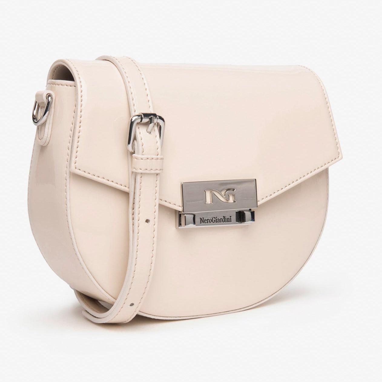 Mini bag NeroGiardini beige patent fabric