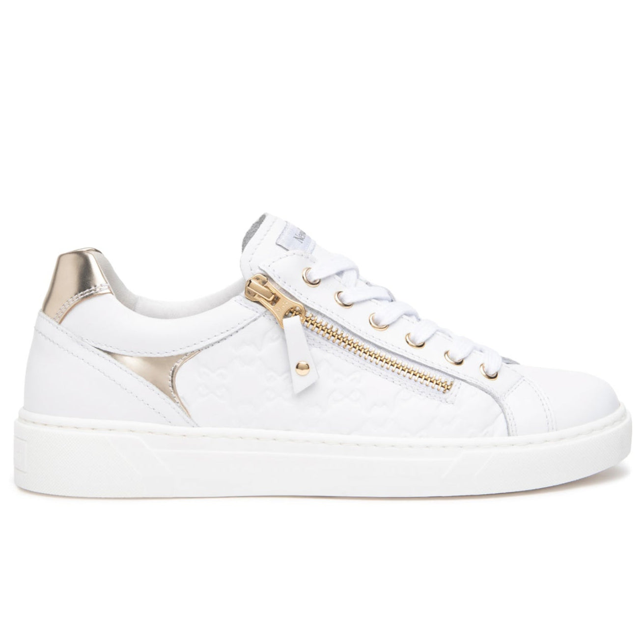 Sneakers NeroGiardini donna pelle bianco zip