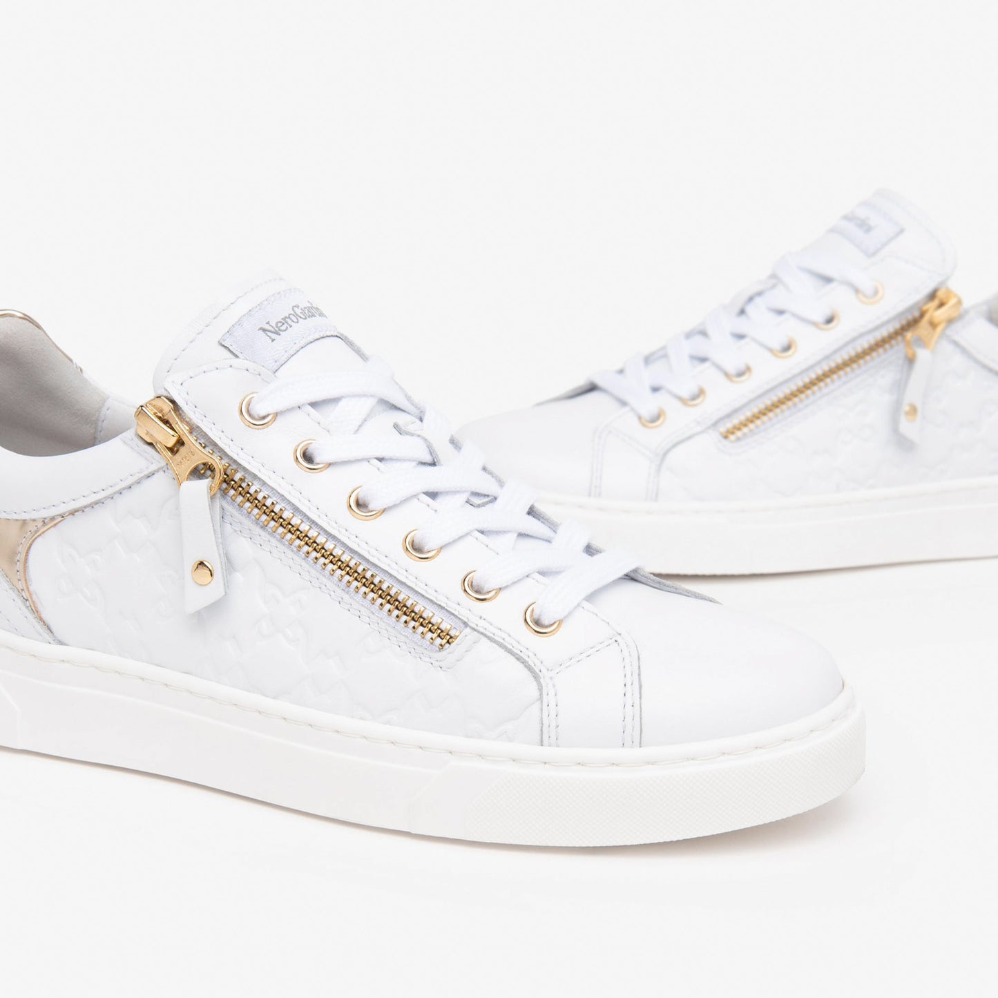 Sneakers NeroGiardini donna pelle bianco zip