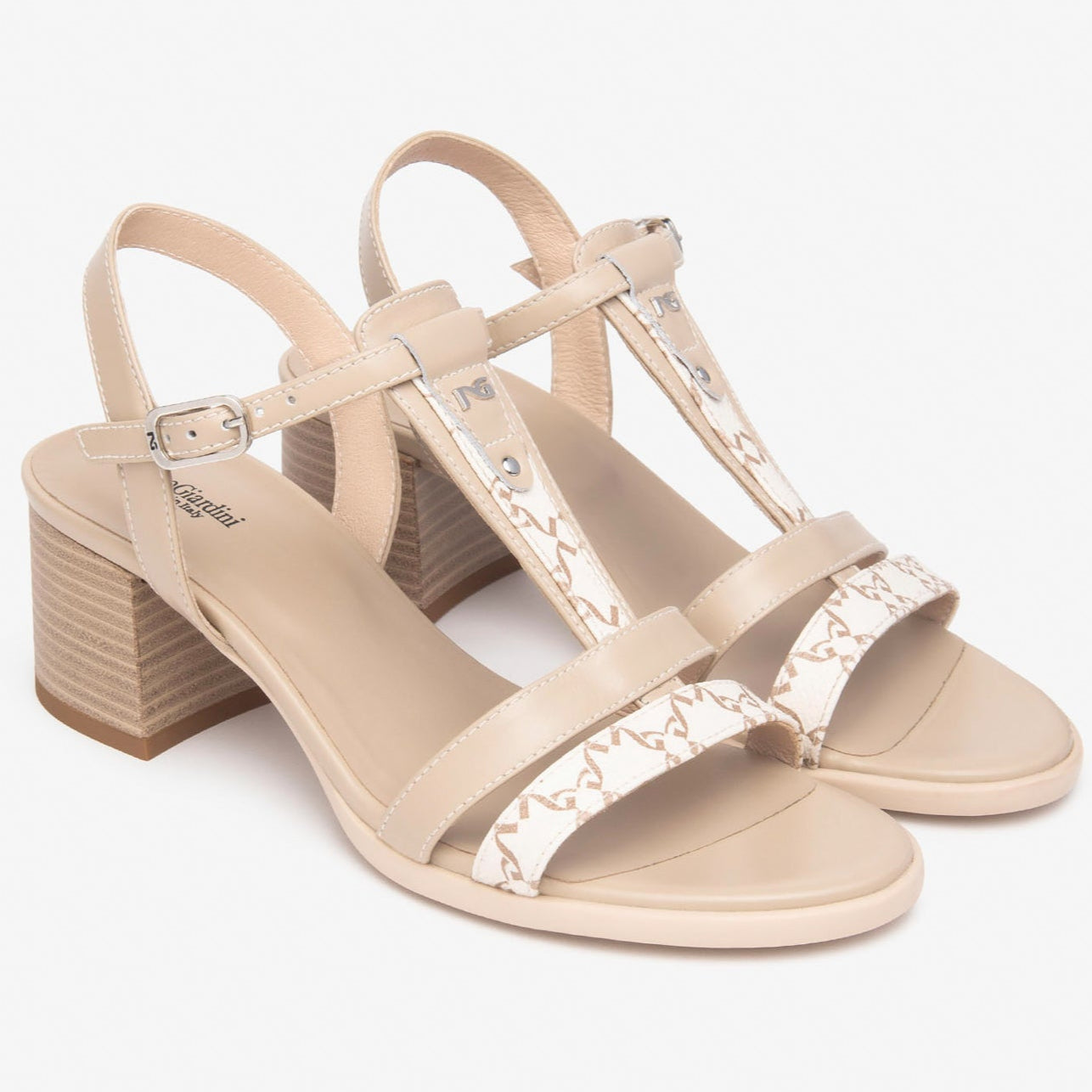 Sandali NeroGiardini donna pelle beige con trama