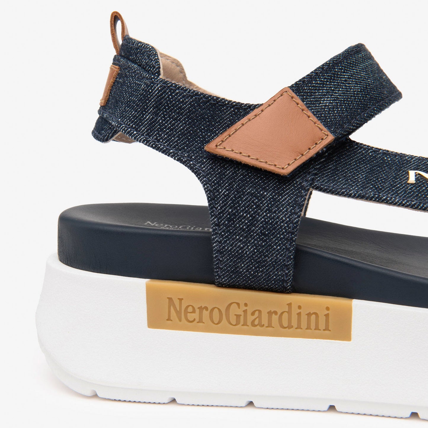 Sandali NeroGiardini donna pelle denim inserti