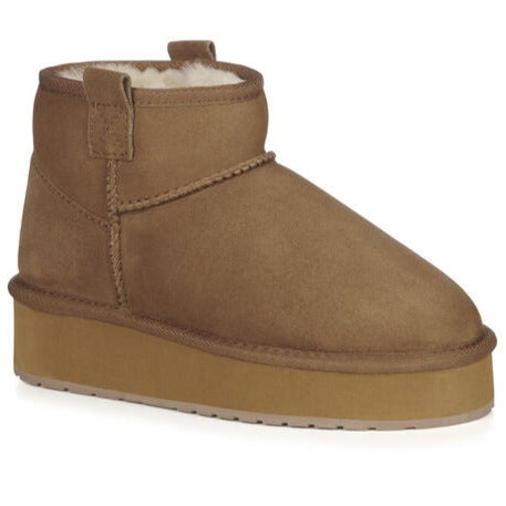 Stivaletti micro EMU donna montone castagna platform