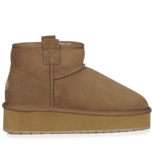 Stivaletti micro EMU donna montone castagna platform
