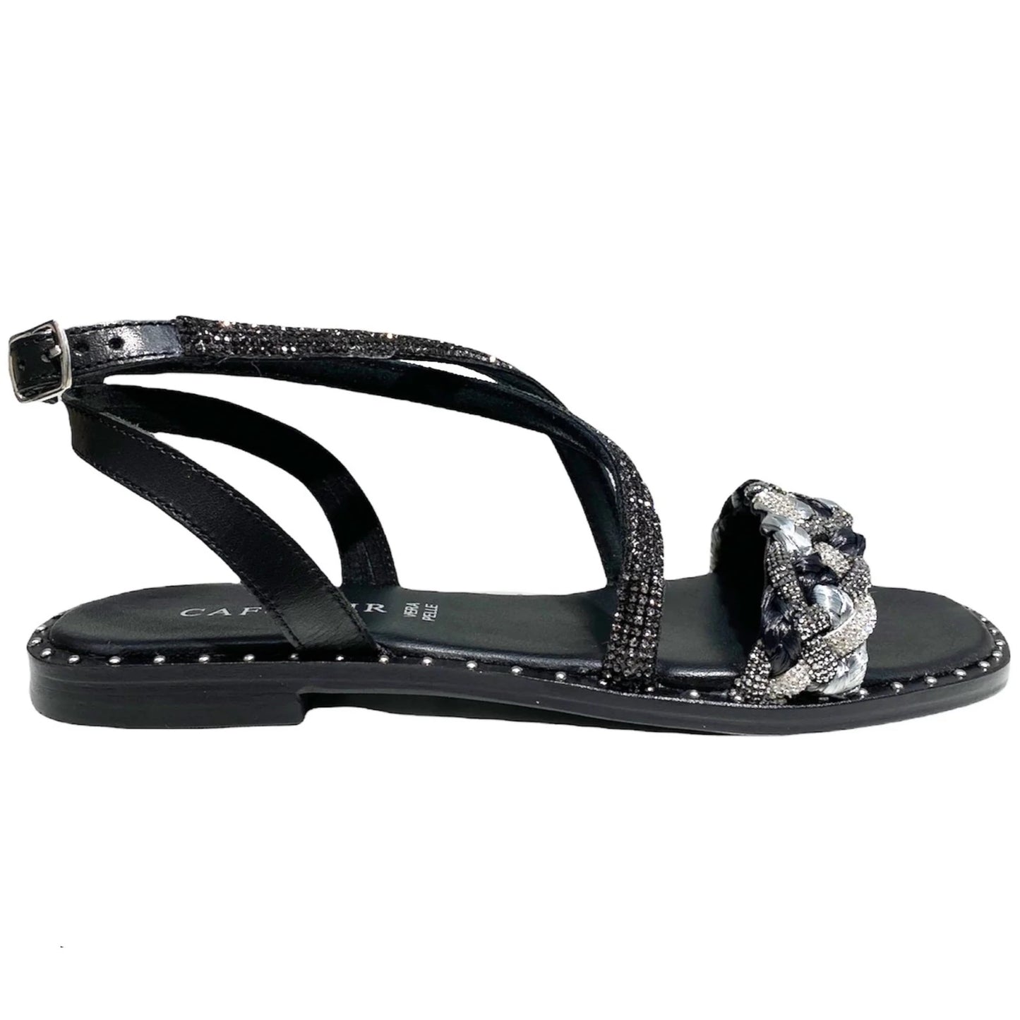 Sandali gioiello CafèNoir donna in pelle nero