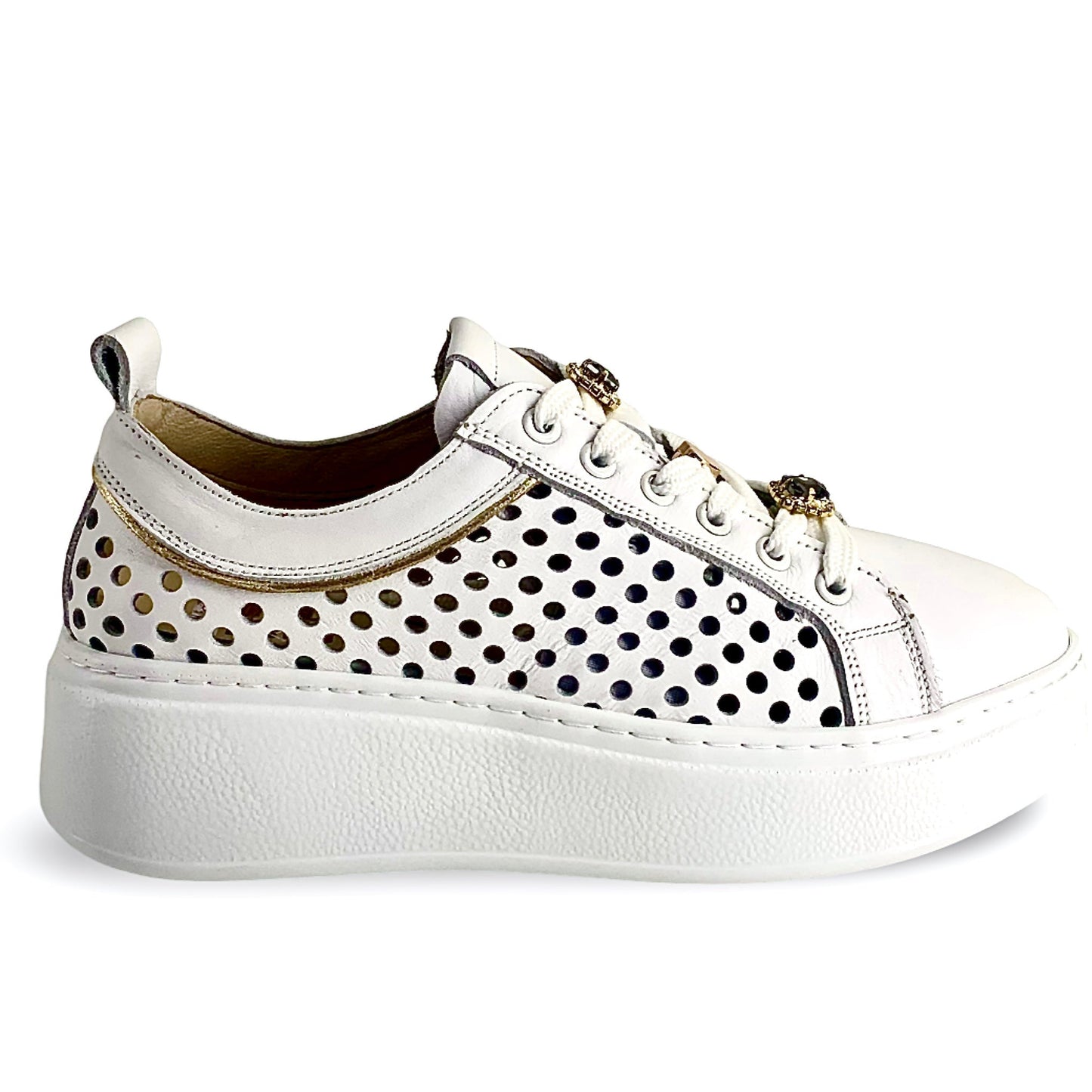 Sneakers Step donna pelle colore bianco inserti pietre