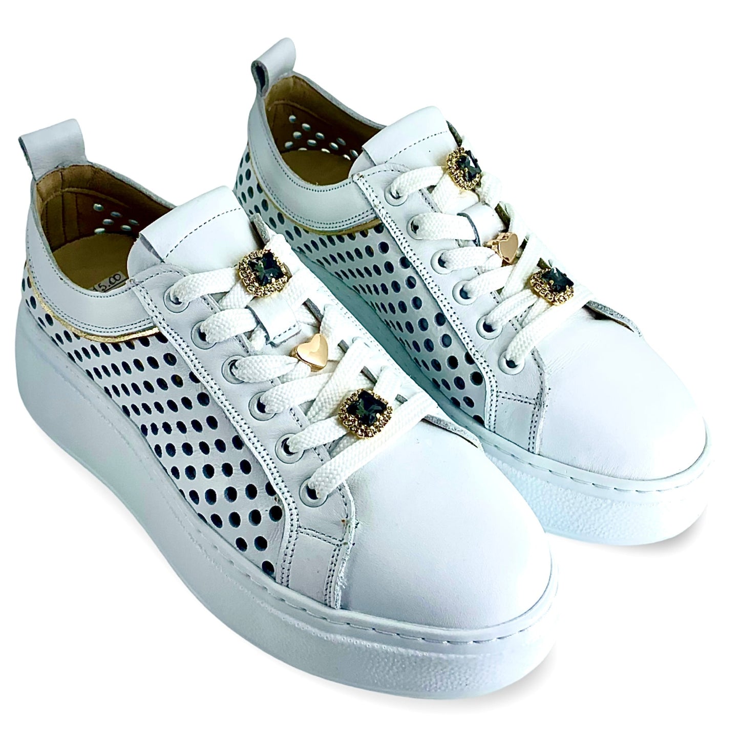 Sneakers Step donna pelle colore bianco inserti pietre