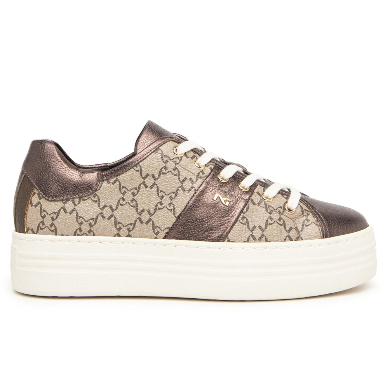 Sneakers NeroGiardini donna pelle testa di moro suola platform