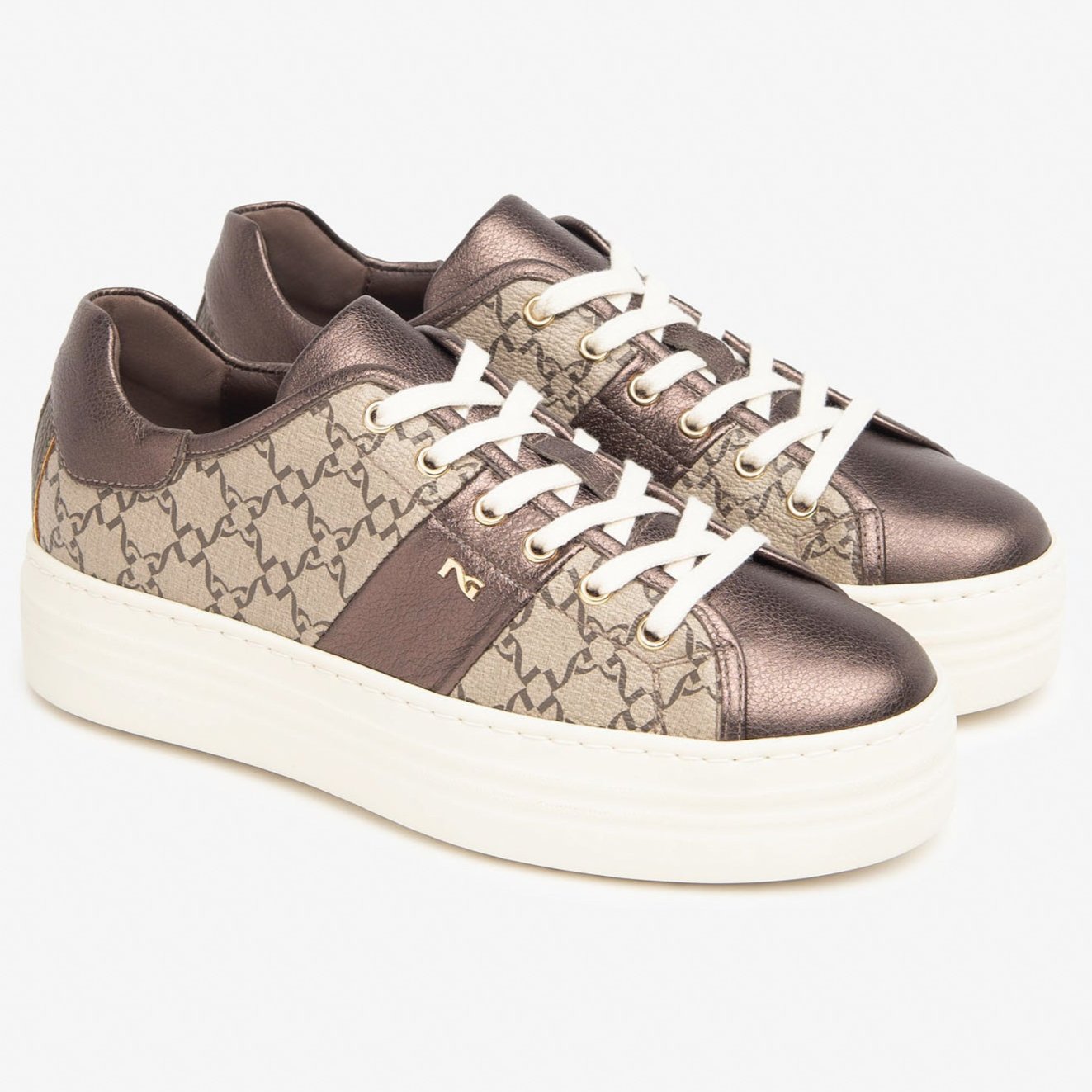 Sneakers NeroGiardini donna pelle testa di moro suola platform