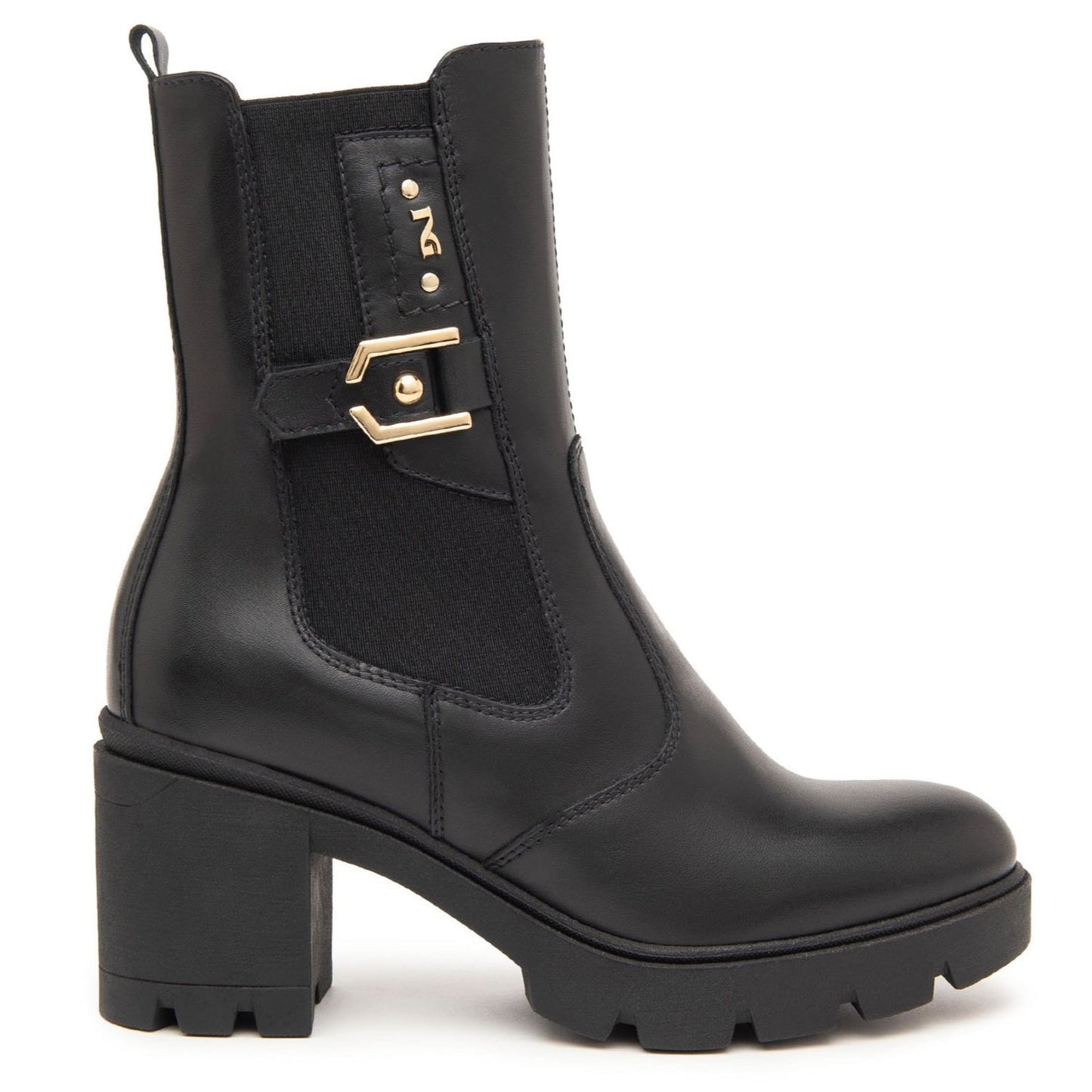 Chelsea ankle boots NeroGiardini woman black leather heel