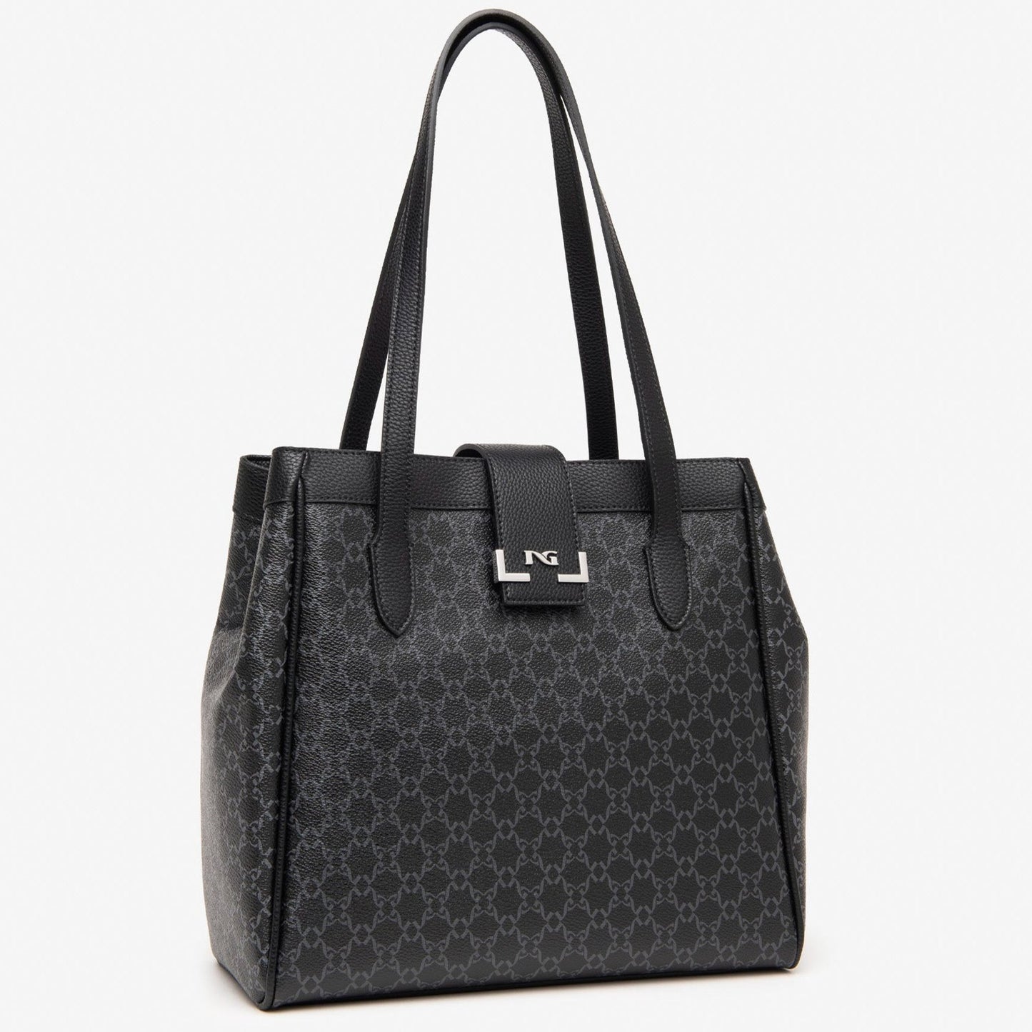 Shopper Bag NeroGiardini black fabric with texture