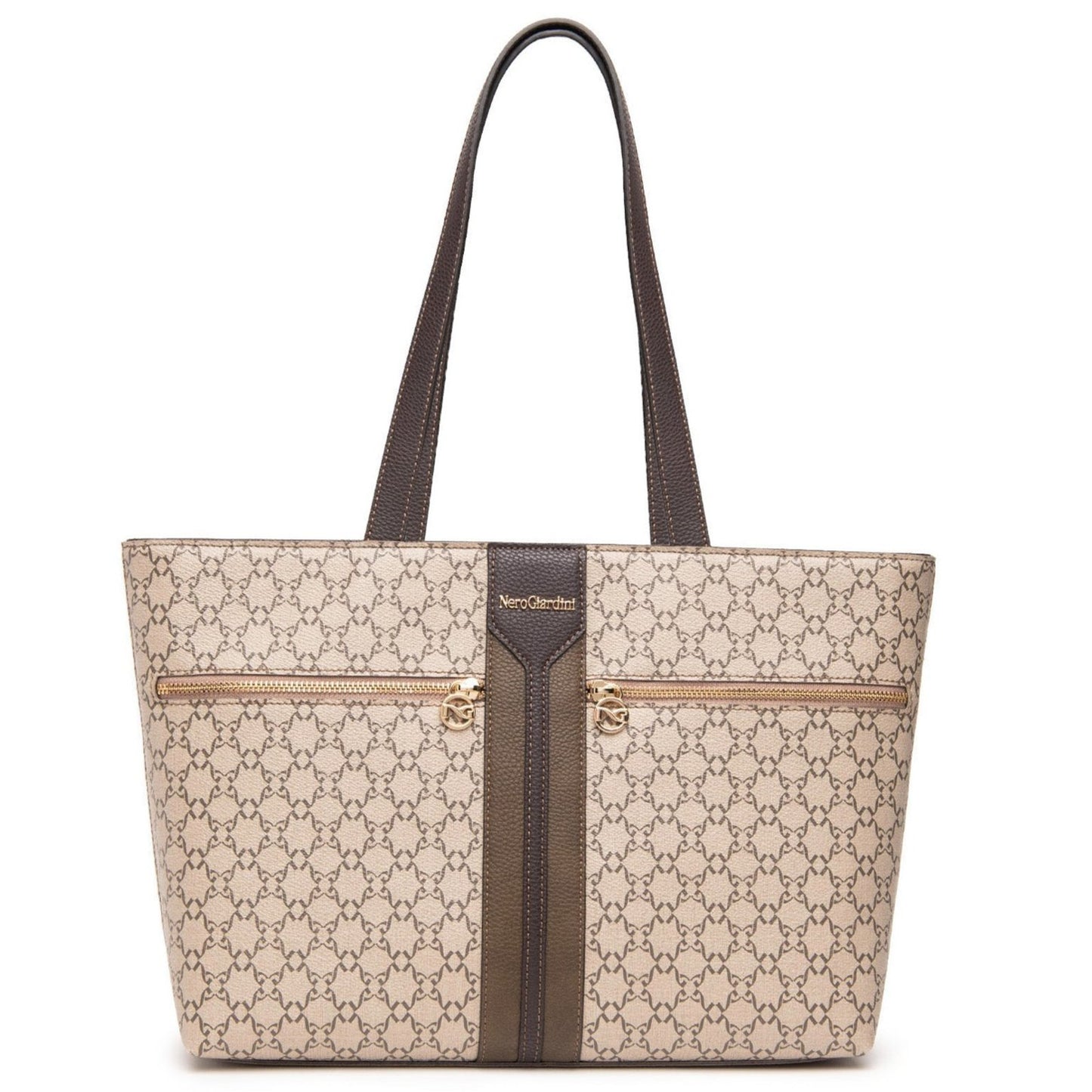 Tote Bag NeroGiardini beige fabric with texture