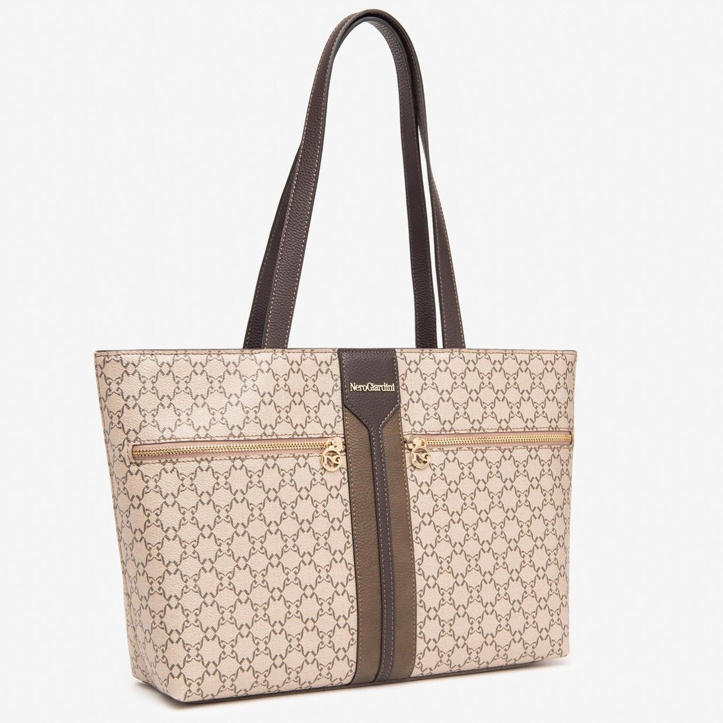 Tote Bag NeroGiardini beige fabric with texture