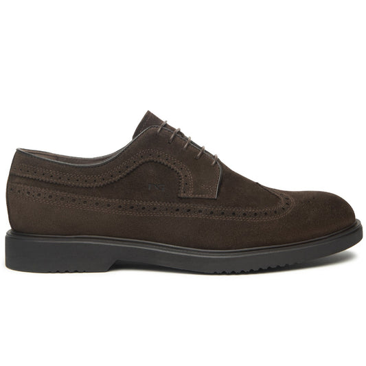 Derby shoes NeroGiardini man brown suede leather