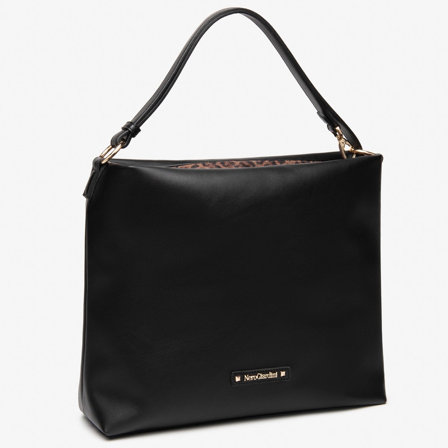 Borsa hobo NeroGiardini nero inserti maculato