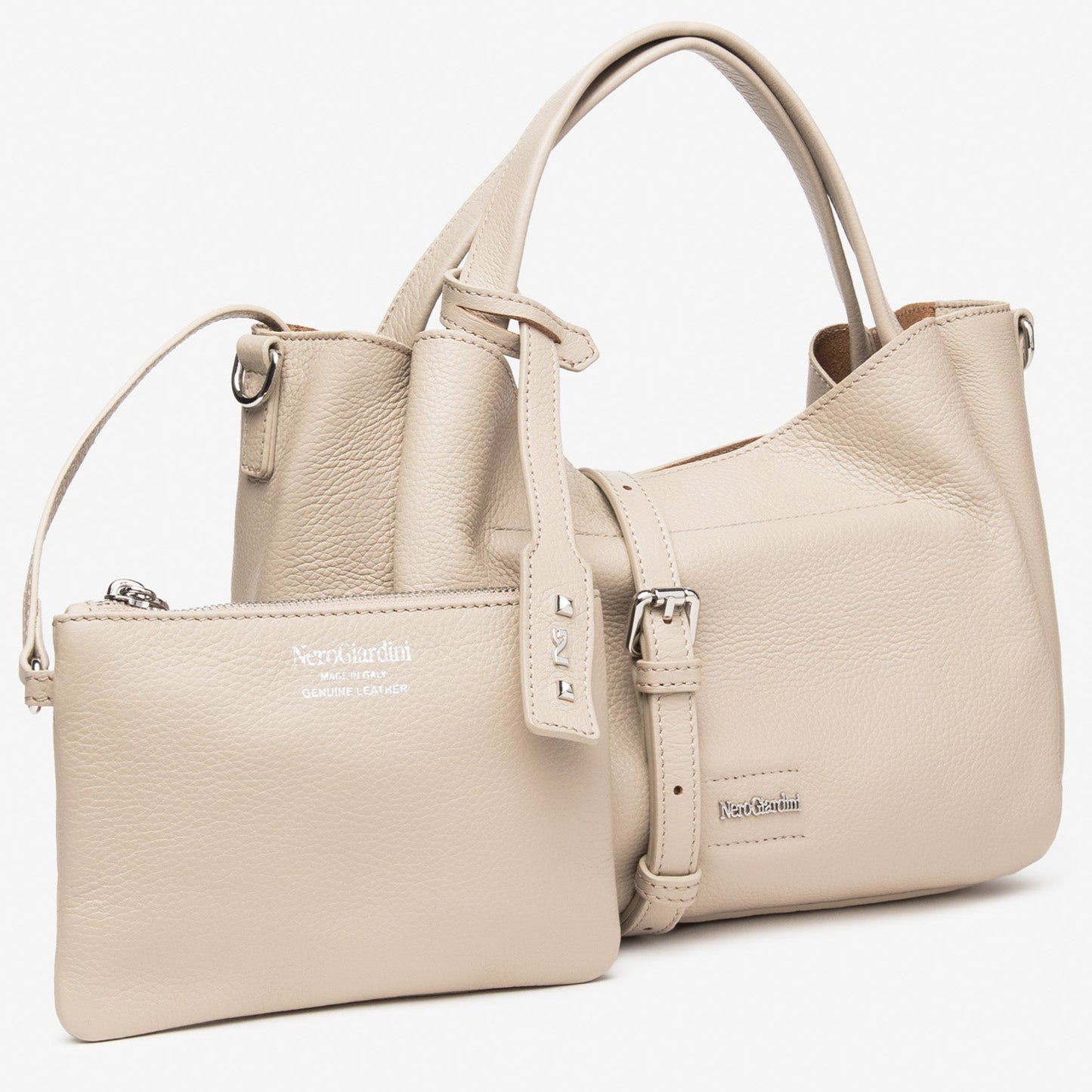 Medium hobo bag NeroGiardini white leather