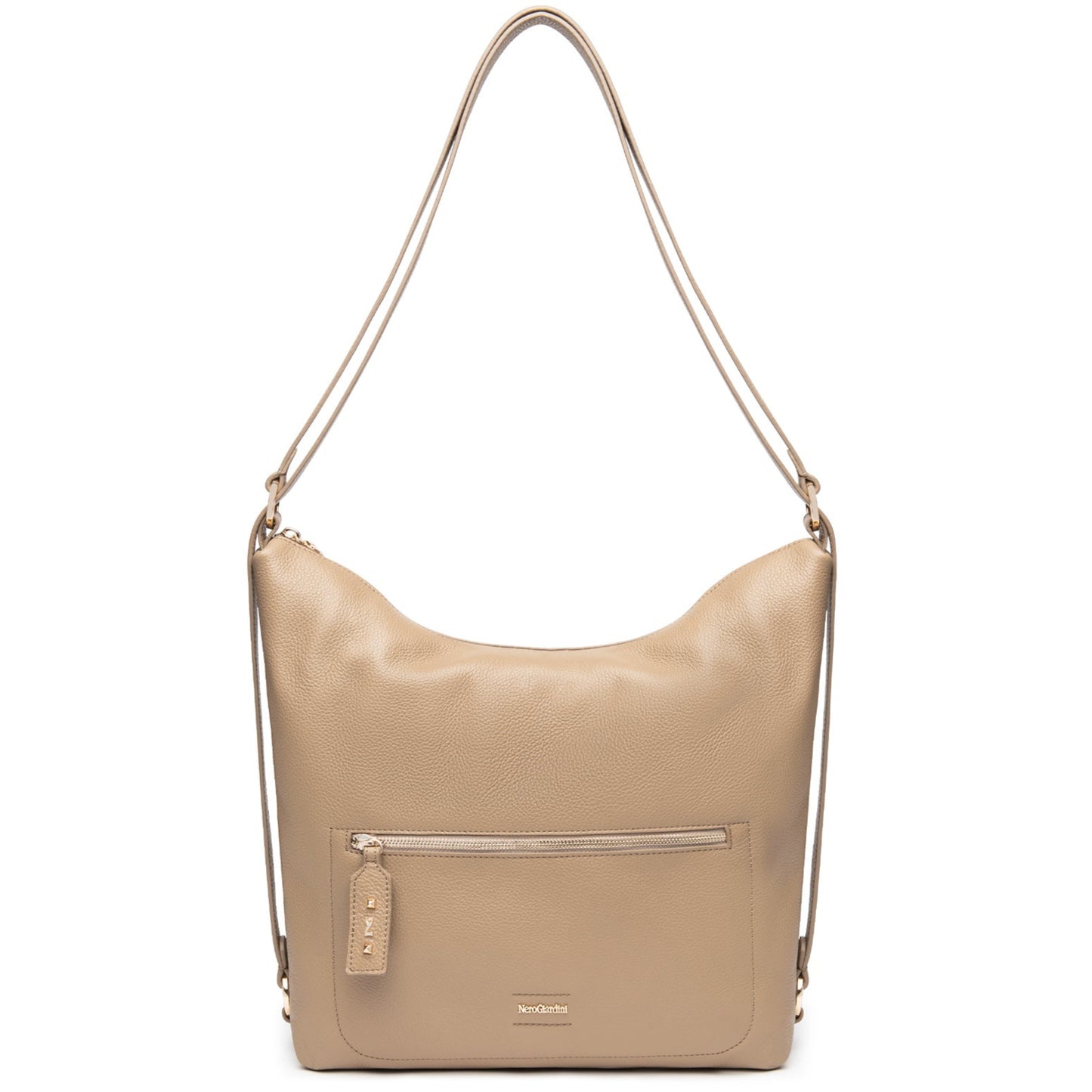 Large hobo bag NeroGiardini beige leather