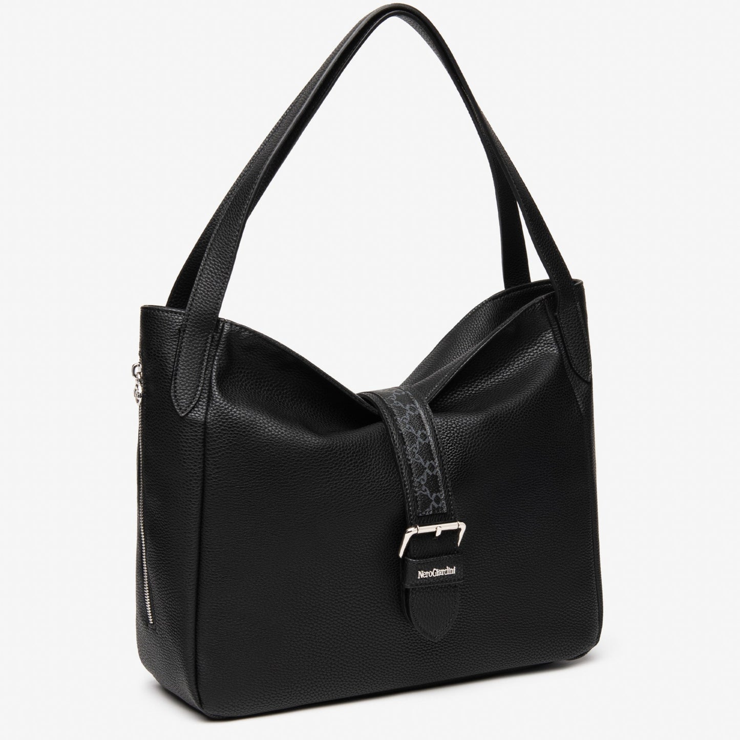 Borsa hobo grande NeroGiardini nero con trama