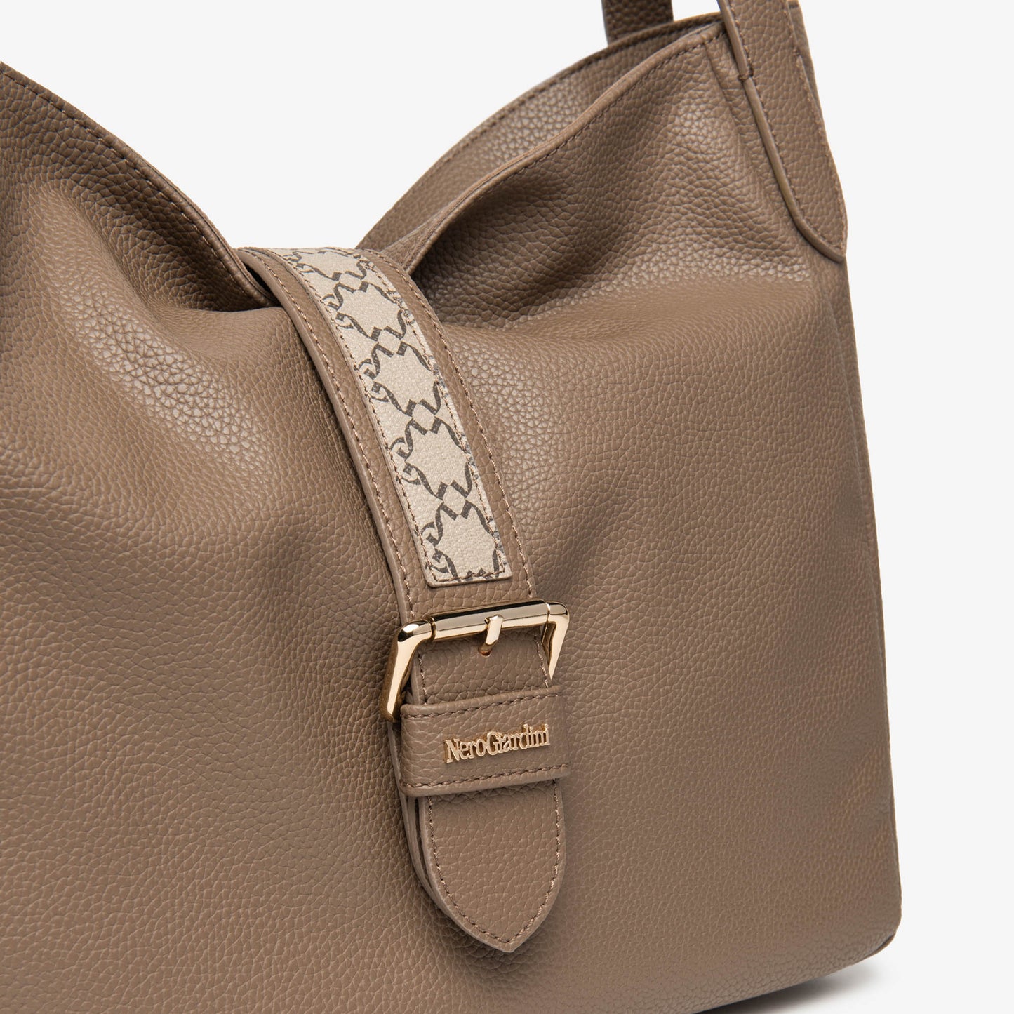 Borsa hobo grande NeroGiardini beige con trama