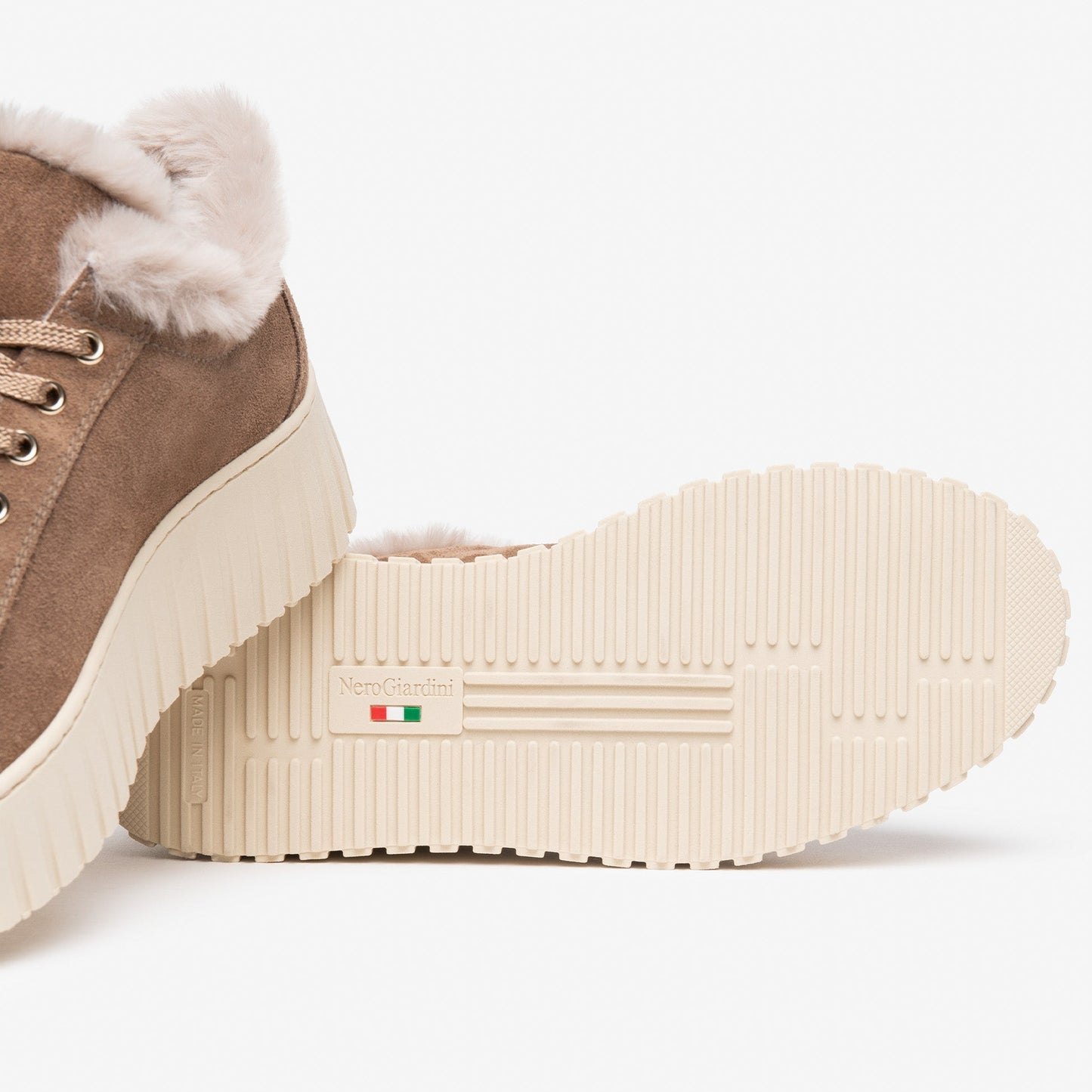 Sneakers NeroGiardini donna pelle beige pelo