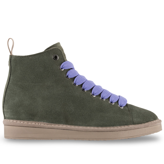 Polacchino Panchic donna camoscio verde militare con pelo
