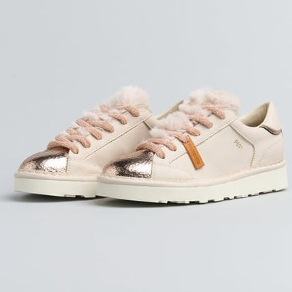 Sneakers Panchic donna avorio e laminato con pelo