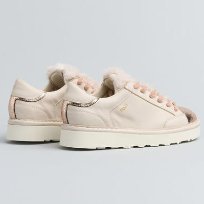 Sneakers Panchic donna avorio e laminato con pelo