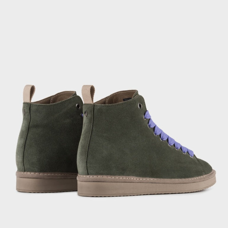 Polacchino Panchic donna camoscio verde militare con pelo