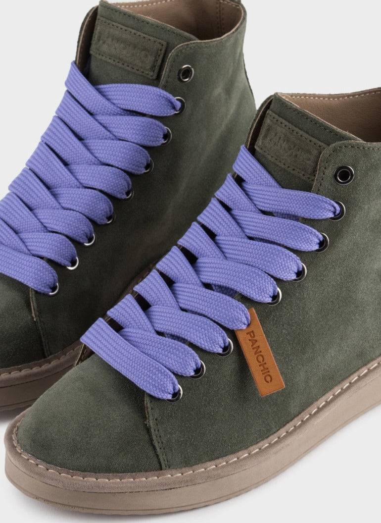 Polacchino Panchic donna camoscio verde militare con pelo