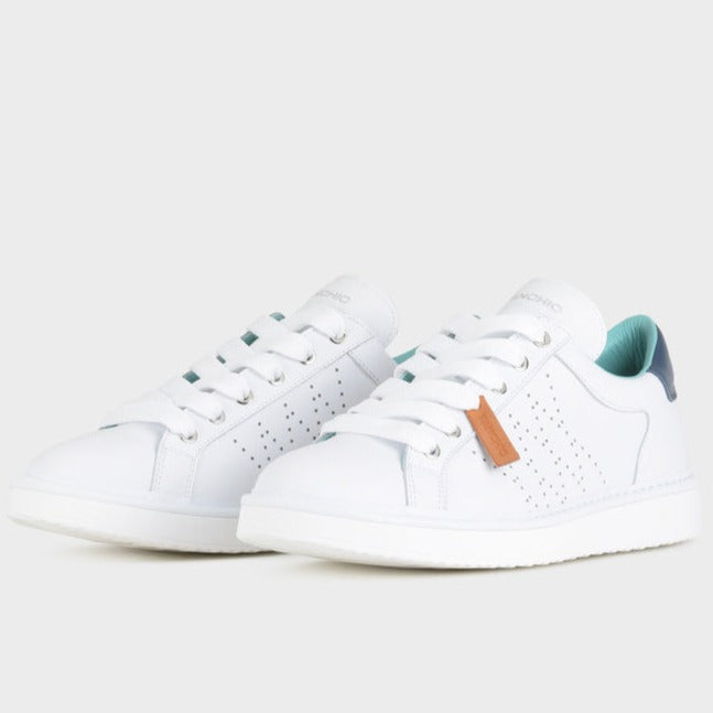 Sneakers Panchic uomo pelle bianco inserti blu