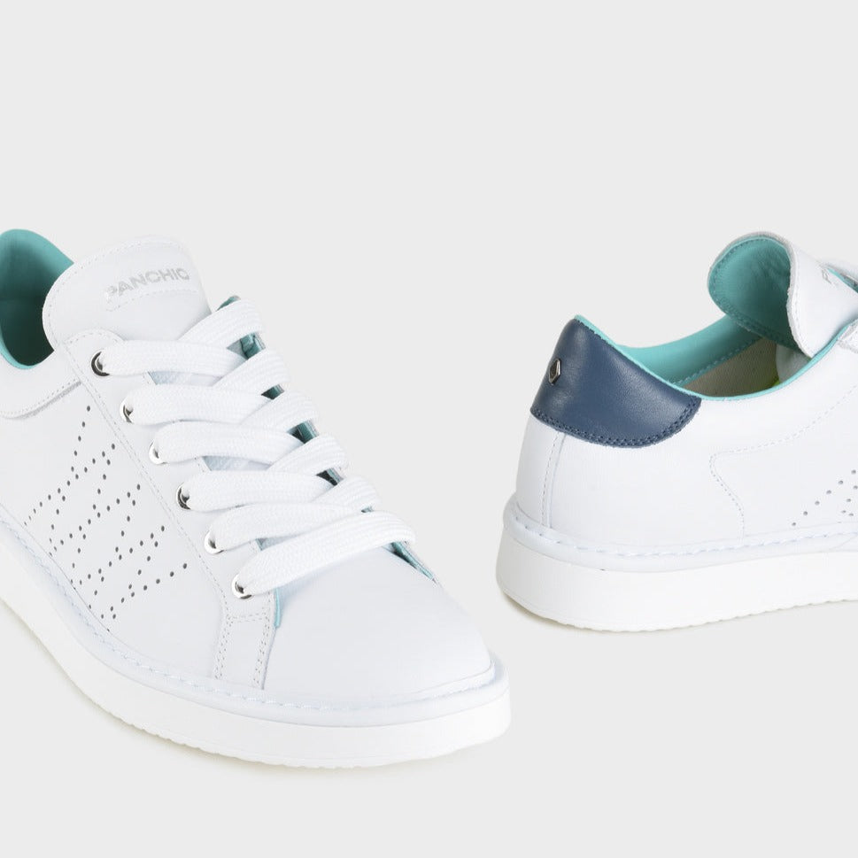 Sneakers Panchic uomo pelle bianco inserti blu