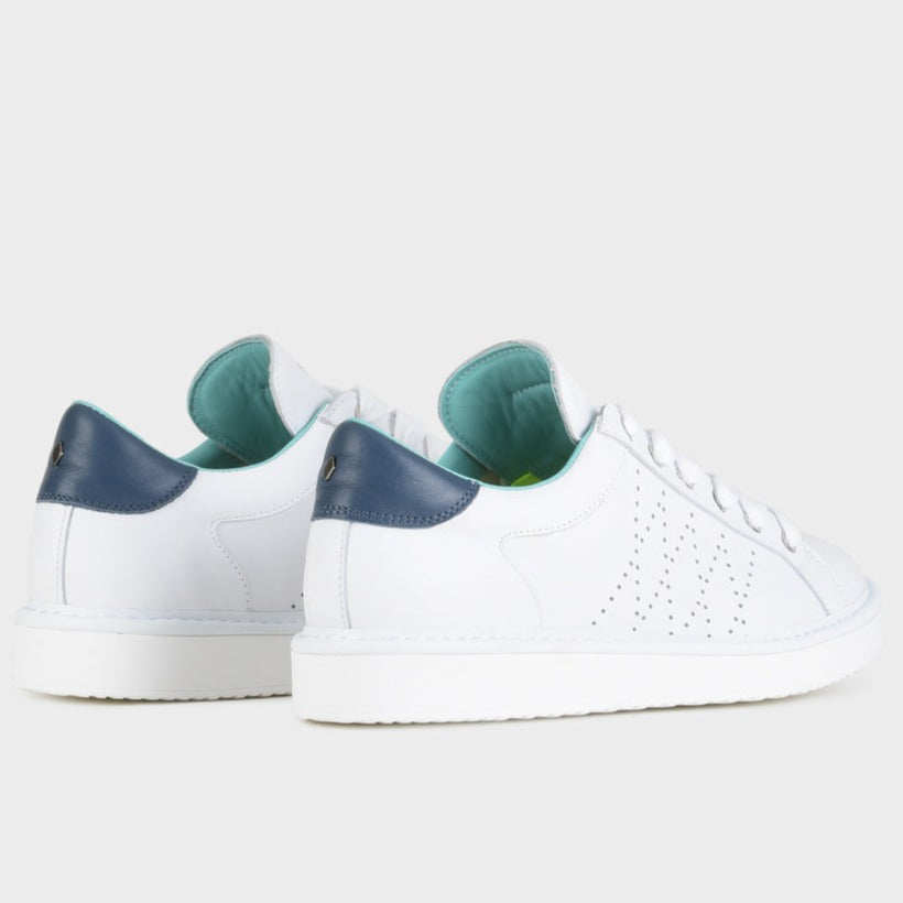 Sneakers Panchic uomo pelle bianco inserti blu