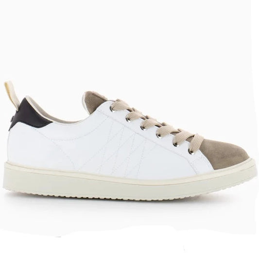 Sneakers Panchic man white leather and taupe suede
