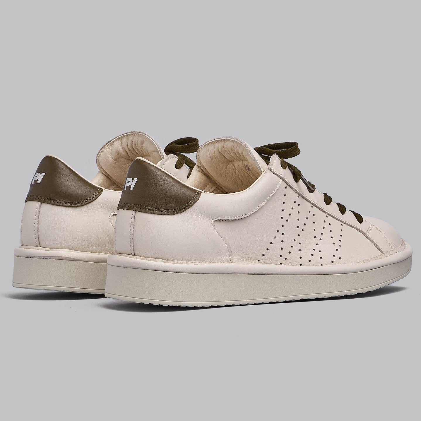 Sneakers Panchic uomo pelle bianco e verde militare