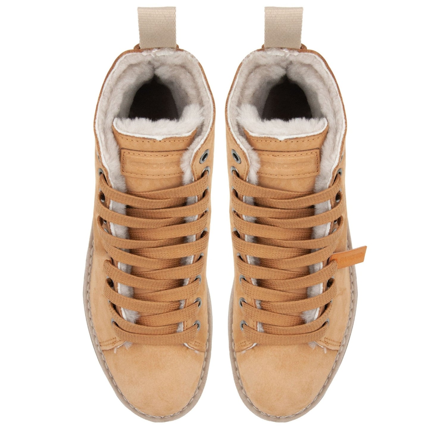 Sneakers Panchic woman camel leather lined sheepskin