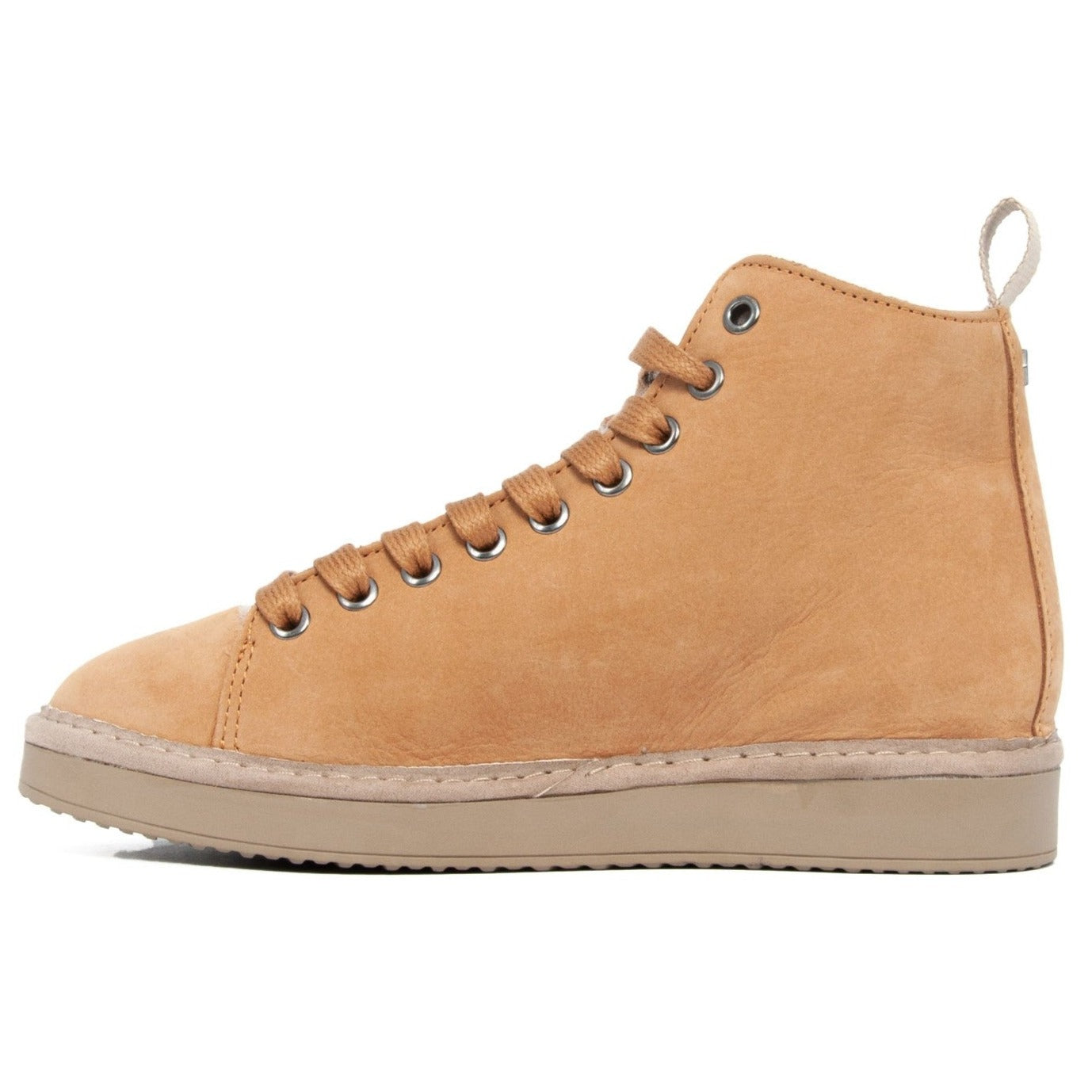 Sneakers Panchic woman camel leather lined sheepskin