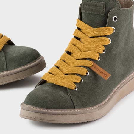 Polacchino Panchic uomo camoscio verde militare con pelo