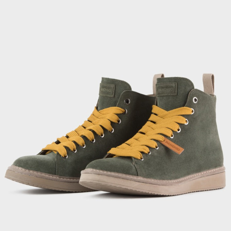 Polacchino Panchic uomo camoscio verde militare con pelo