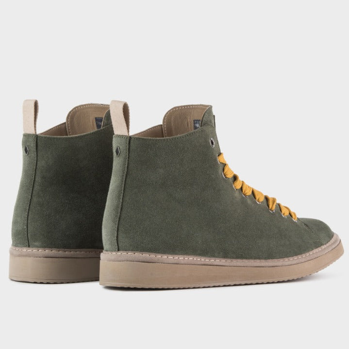 Polacchino Panchic uomo camoscio verde militare con pelo