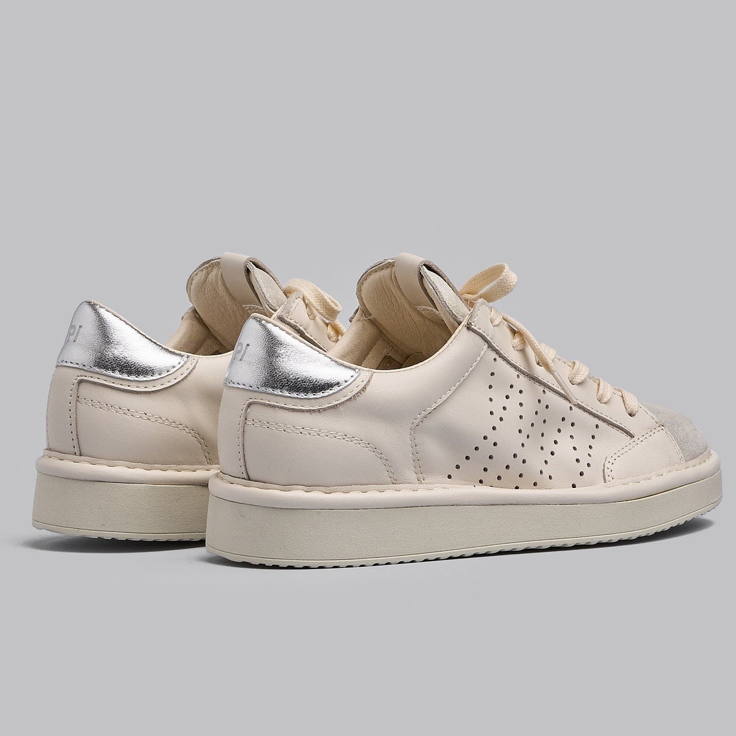 Sneakers Panchic donna pelle bianco e lurex argento