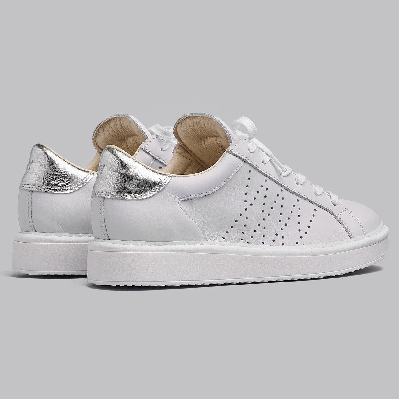 Sneakers Panchic donna pelle bianco e spoiler argento