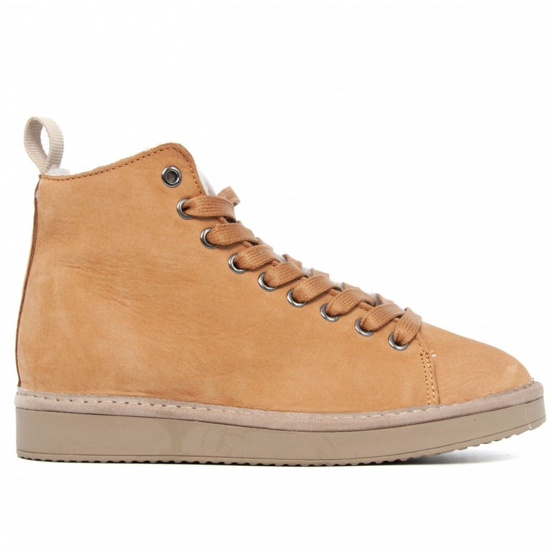 Sneakers Panchic woman camel leather lined sheepskin