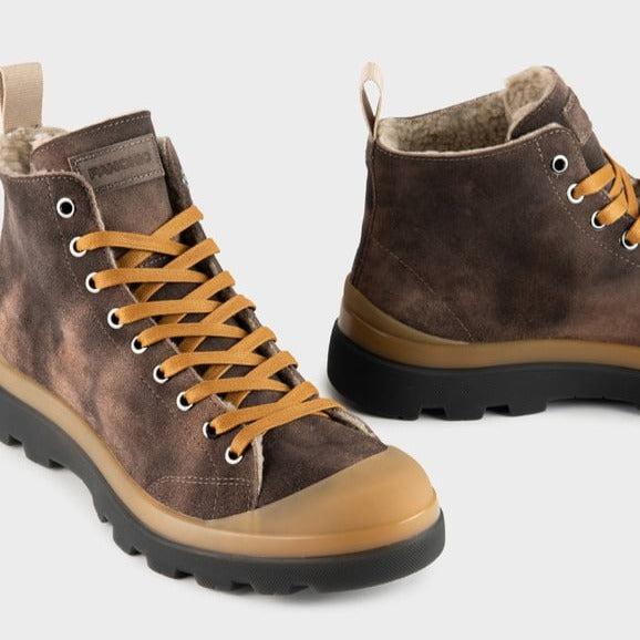 Sneakers Panchic woman brown suede lined wool