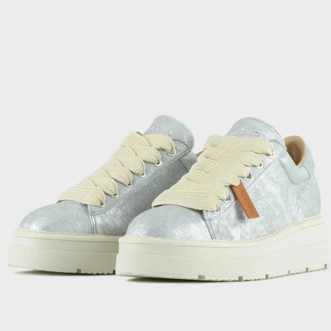 Sneakers Panchic woman silver laminated leather platform sole