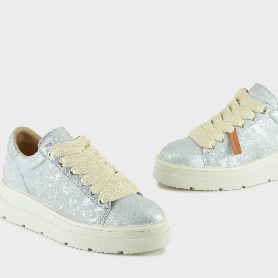 Sneakers Panchic woman silver laminated leather platform sole