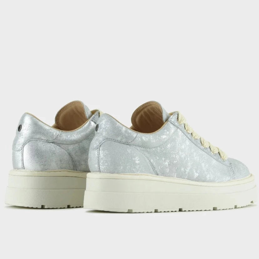 Sneakers Panchic woman silver laminated leather platform sole